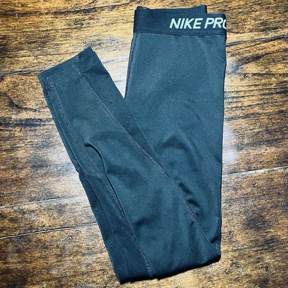 Nike Pro Dri Fit Leggings Youth M Compression Running Volleyball Black